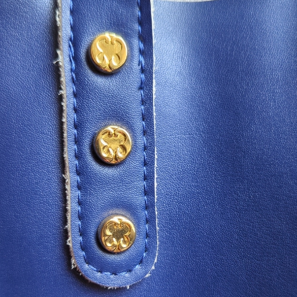 Emma Fox Blue Leather Tote Sleek Design - Picture 12 of 13